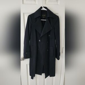 Massimo Dutti Navy Wool Trench Coat Size 4